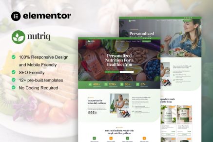 Nutriq – Healthy Food & Nutrition Elementor Template Kit