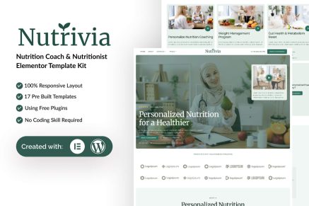 Nutrivia – Nutrition Coach & Nutritionist Elementor Template Kit