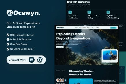 Ocewyn – Dive & Ocean Explorations Elementor Template Kit
