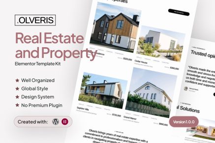 Olveris – Modern Real Estate and Property Elementor Template Kit