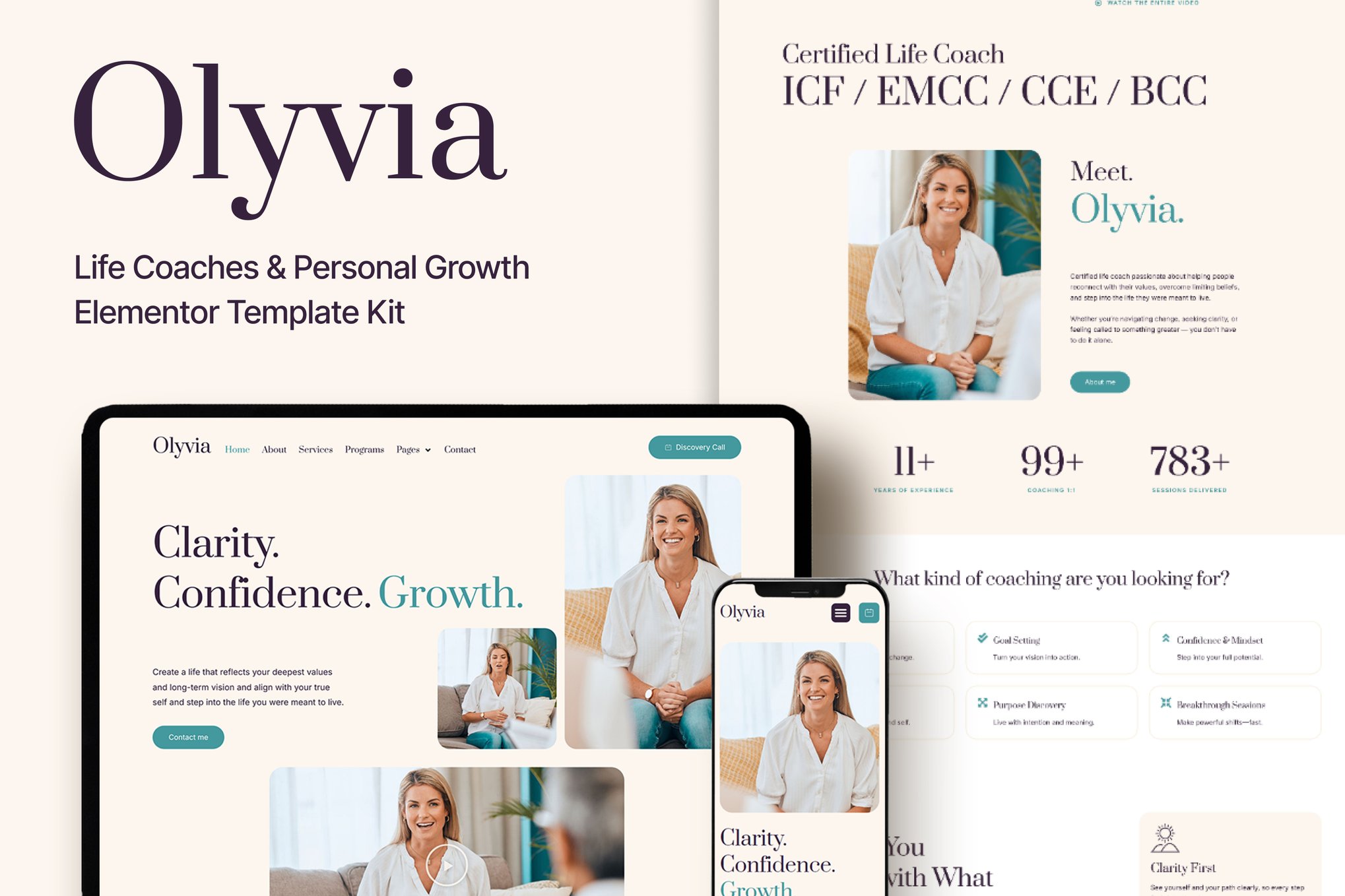 Olyvia – Life Coach & Personal Growth Elementor Pro Template Kit