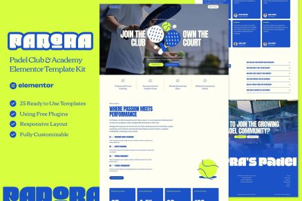 Padora — Padel Club & Academy Elementor Template Kit