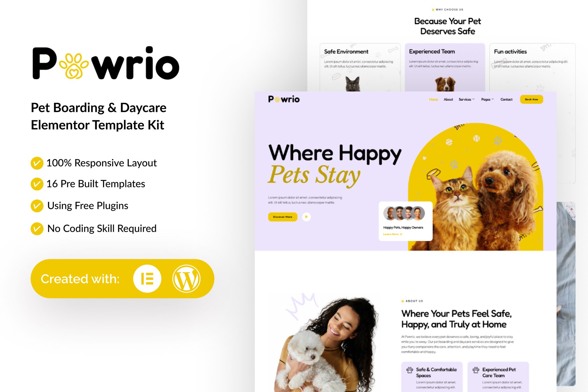 Pawrio – Pet Boarding & Daycare Elementor Template Kit