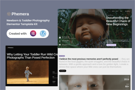 Phemera – Newborn & Toddler Photography Service Elementor Template Kit