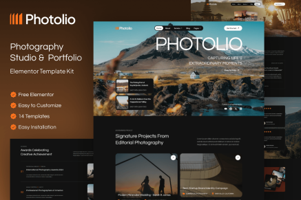 Photolio – Photography Studio & Portfolio Elementor Template Kit