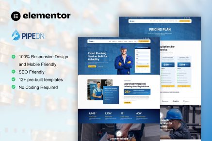 PipeOn – Plumbing Services Elementor Pro Template Kit