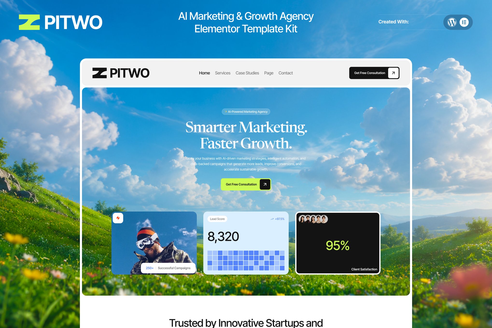 Pitwo – AI Marketing & Growth Agency Elementor Template Kit