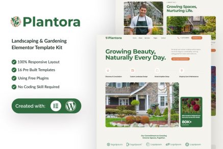 Plantora – Landscaping & Gardening Elementor Template Kit