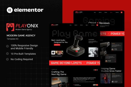 Playonix - Modern Game Agency Elementor Template Kit