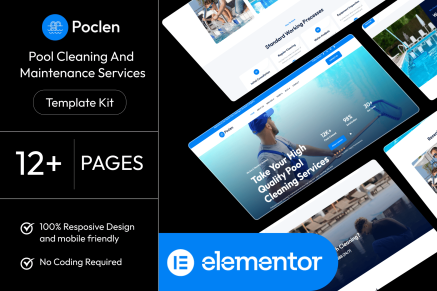 Poclen – Pool Cleaning & Maintenance Services Elementor Template Kit