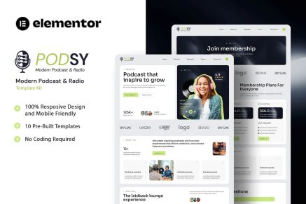 Podsy - Modern Podcast & Radio Elementor Template Kit