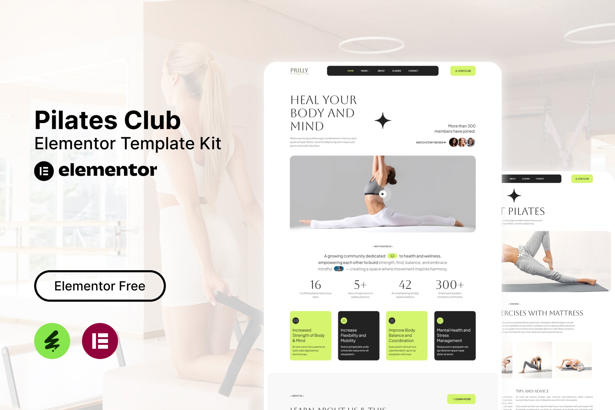 Prilly – Pilates Club Elementor Template Kit