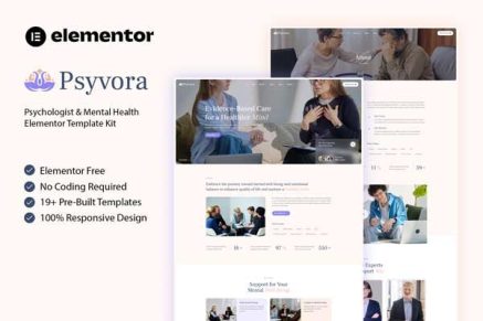 Psyvora – Psychologist & Mental Health Elementor Template Kit
