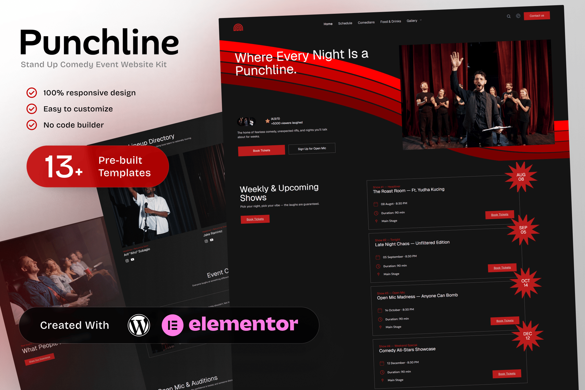 Punchline - Stand Up Comedy & Event Elementor Template Kit