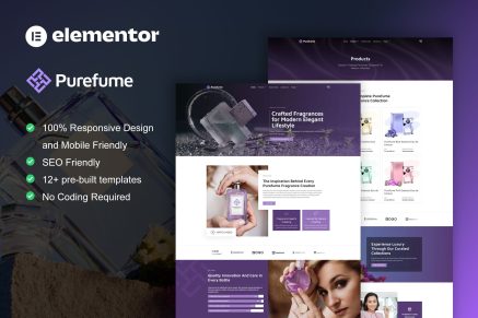 Purefume – Perfume & Fragrance Elementor Pro Template Kit