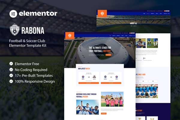 Rabona – Football & Soccer Club Elementor Template Kit
