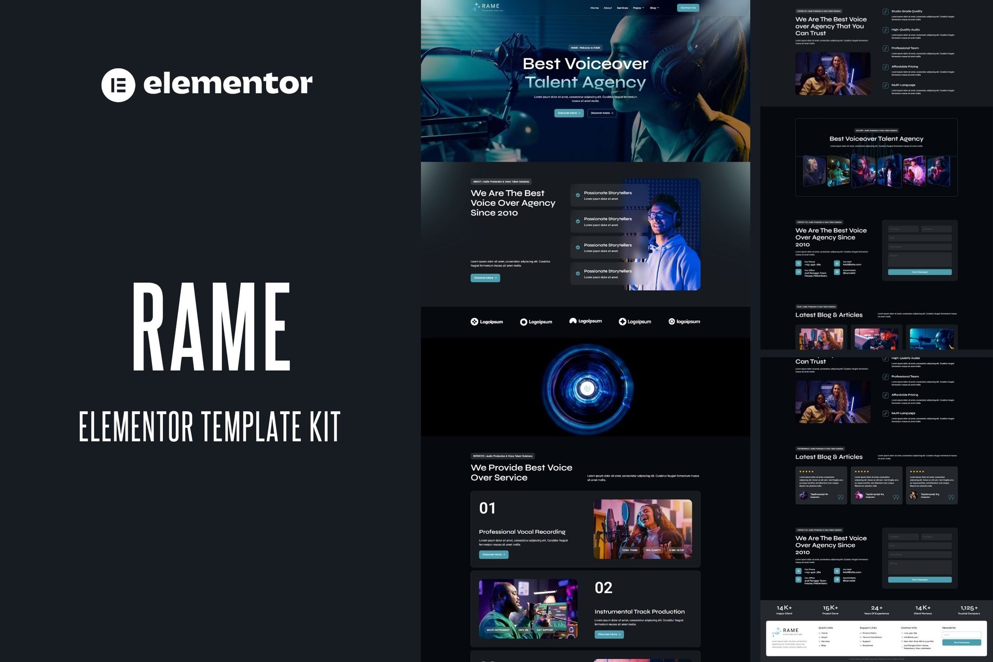 Rame – Voice Over Services Elementor Pro Template Kit