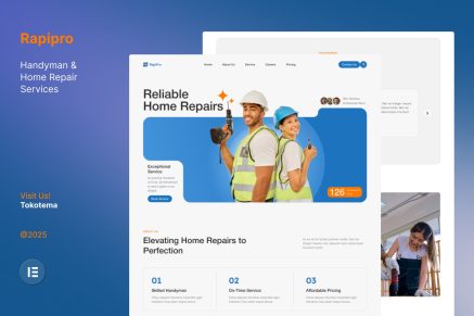 Rapipro – Handyman & Home Repair Service Website Elementor Template Kits