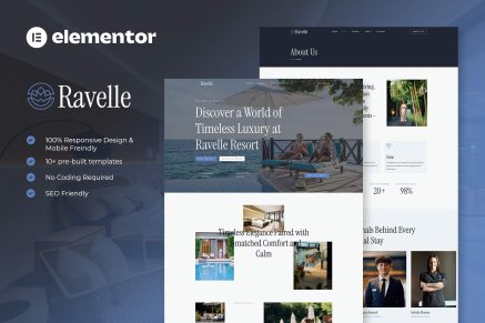 Ravelle – Luxury Hotel & Resort Elementor Template Kit