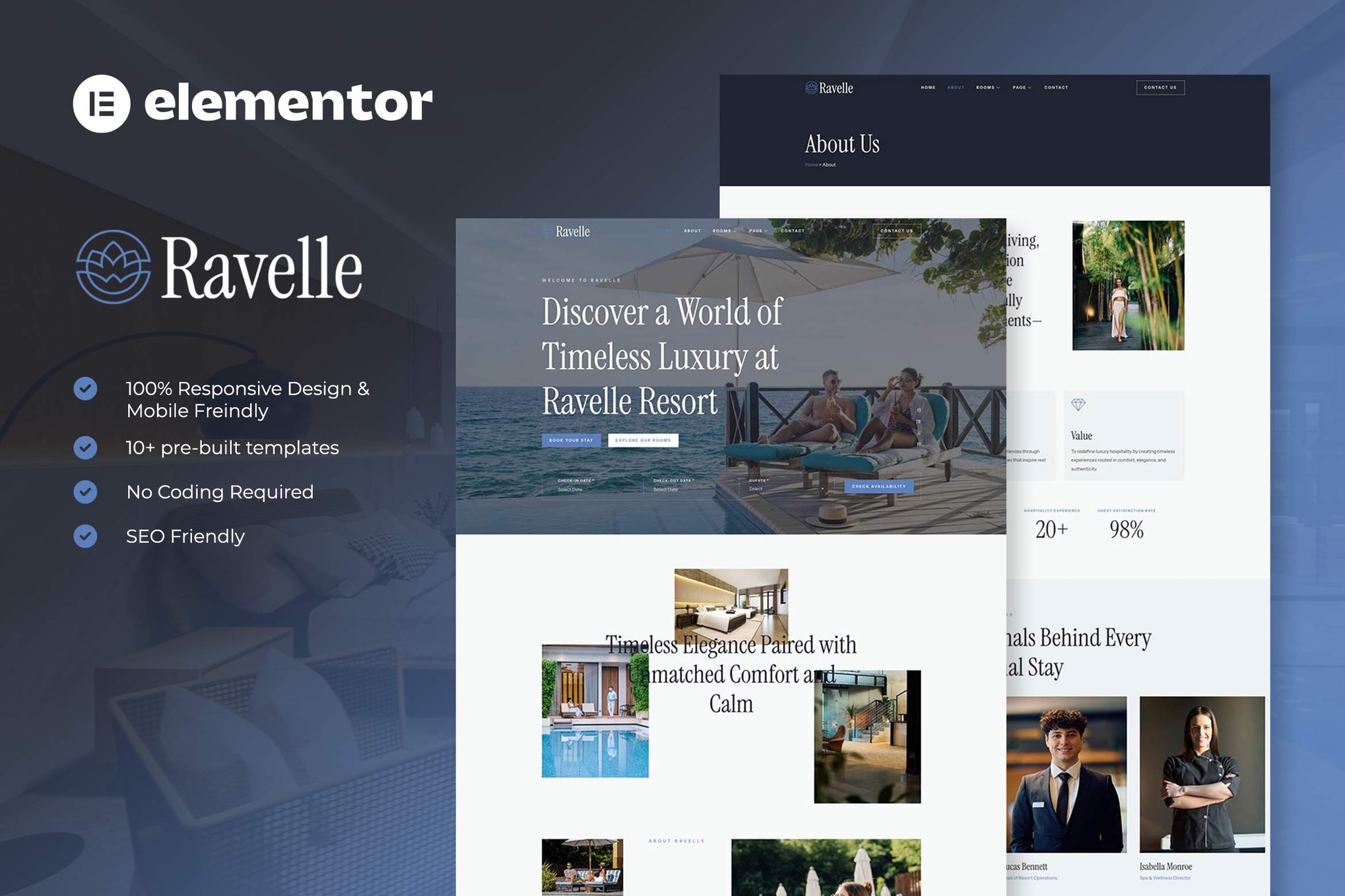 Ravelle – Luxury Hotel & Resort Elementor Template Kit