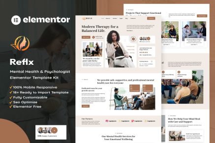 Reflx – Mental Health & Psychologist Elementor Template Kit