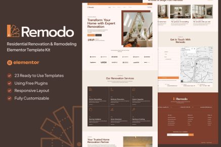 Remodo – Residential Renovation & Remodeling Elementor Template Kit