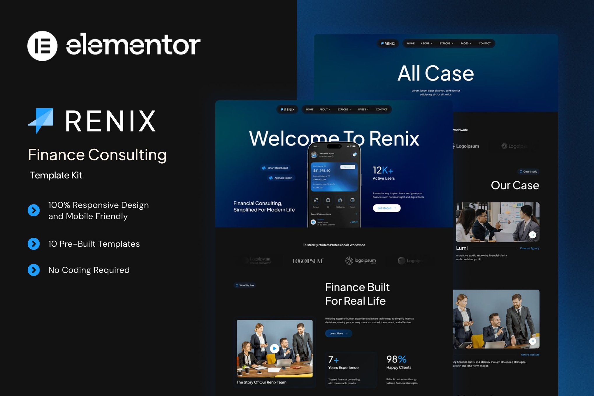 Renix - Finance Consulting Elementor Template Kit