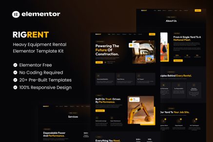 Rigrent – Heavy Equipment Rental Elementor Template Kit