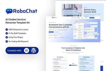 RoboChat – AI Chatbot Service Elementor Template Kit