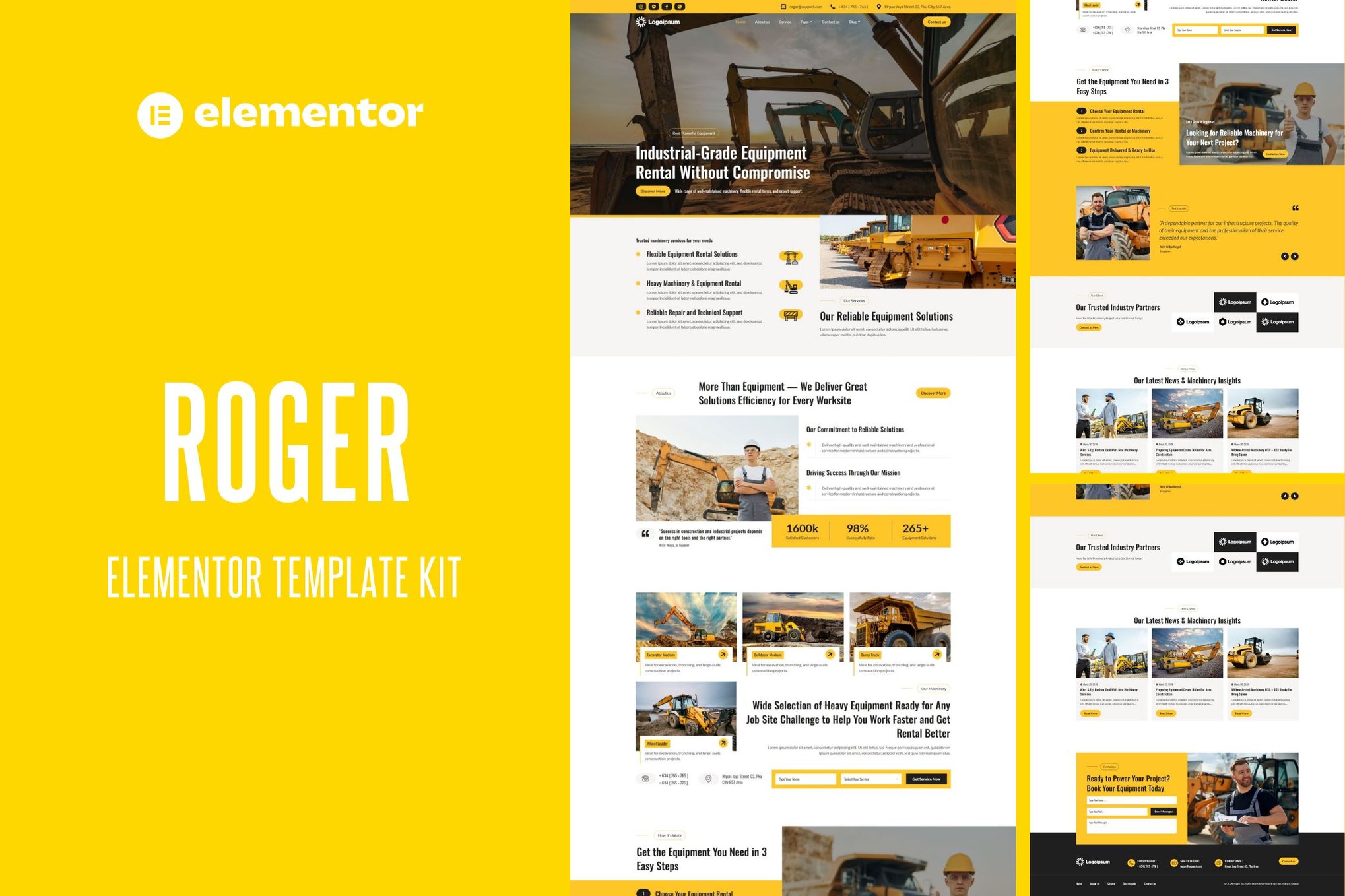 Roger – Machinery & Equipment Rentals Elementor Template kit