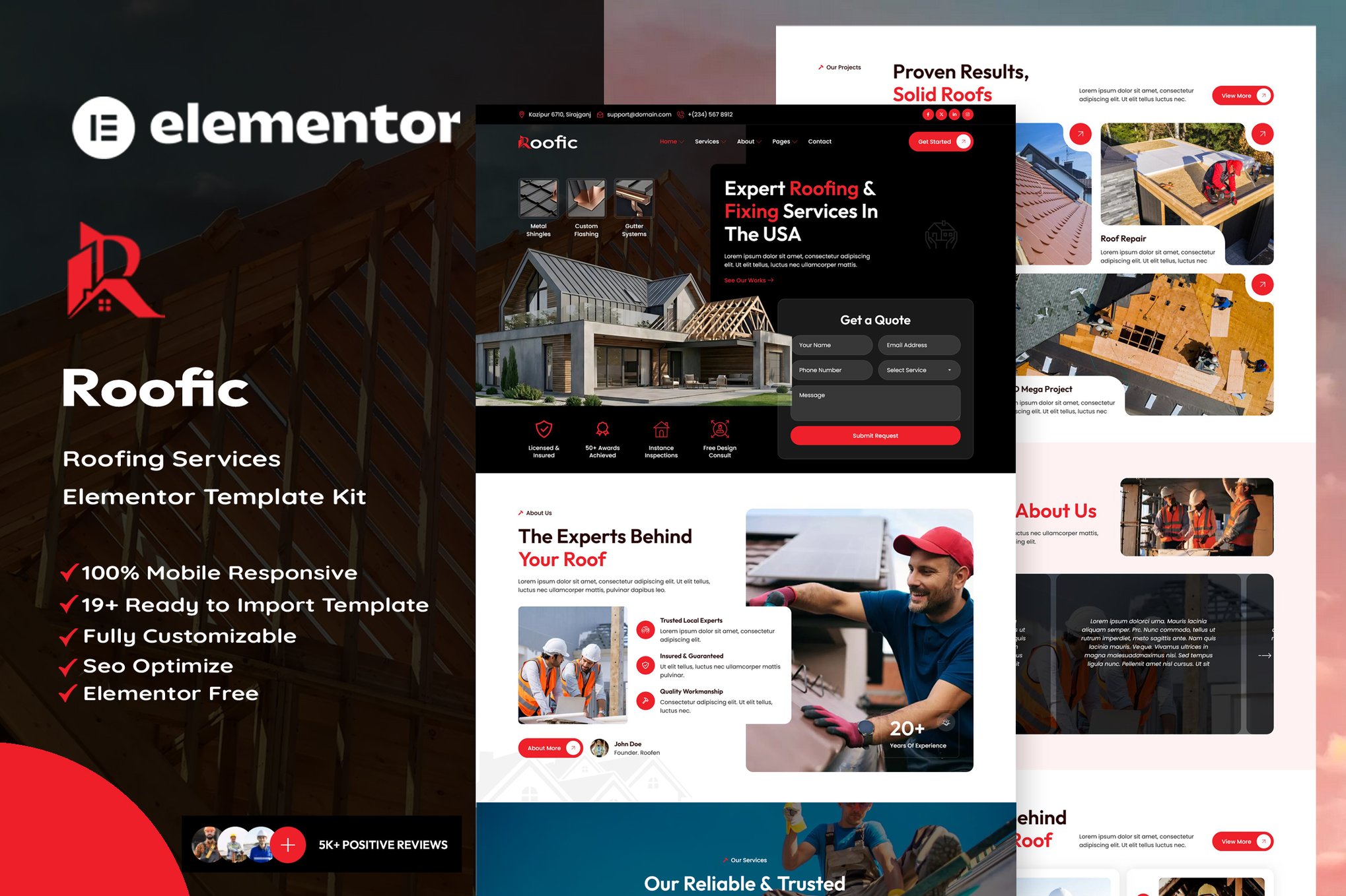 Roofic – Roofing Services Elementor Template Kit