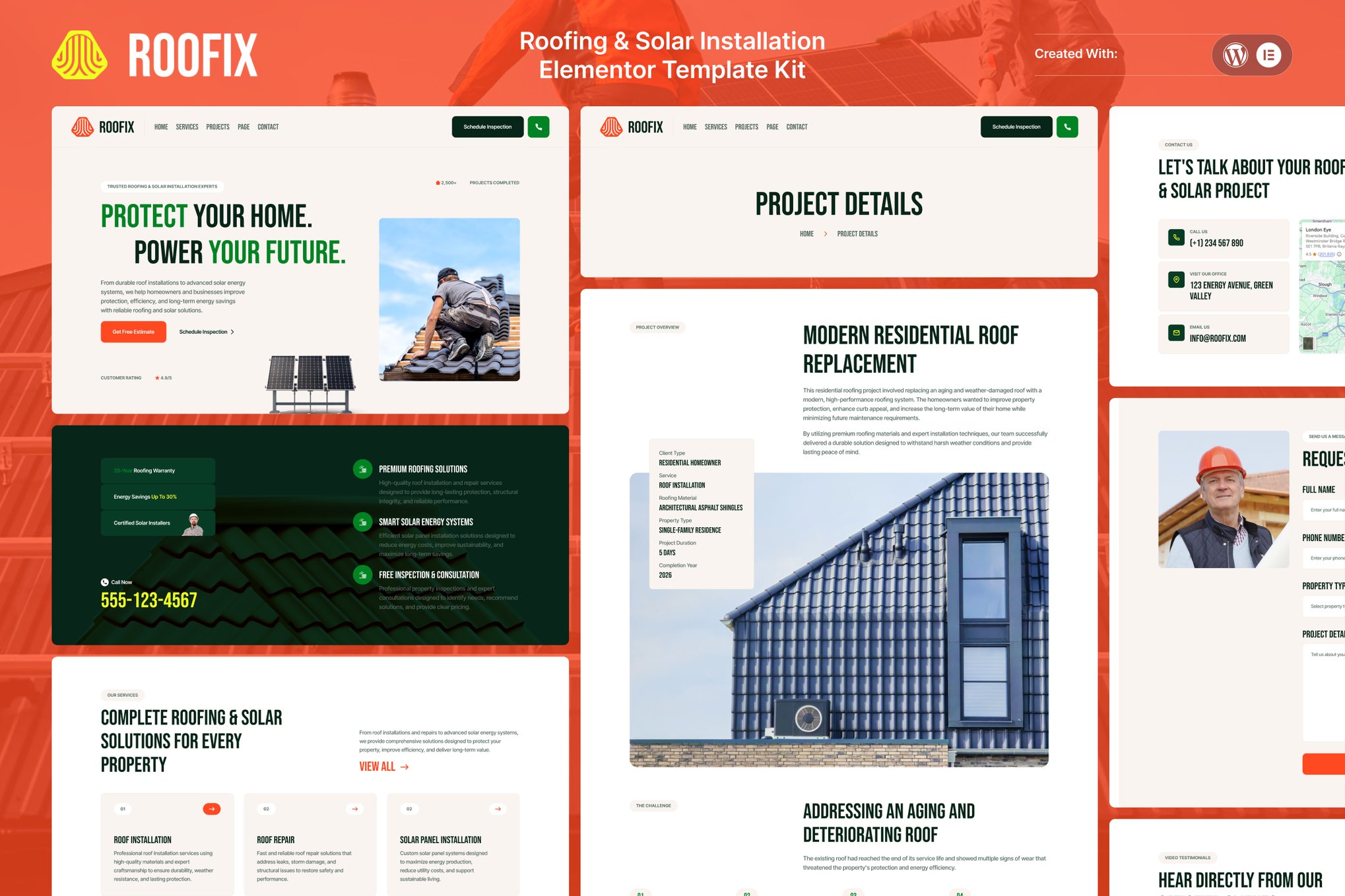 Roofix – Roofing & Solar Installation Elementor Template Kit