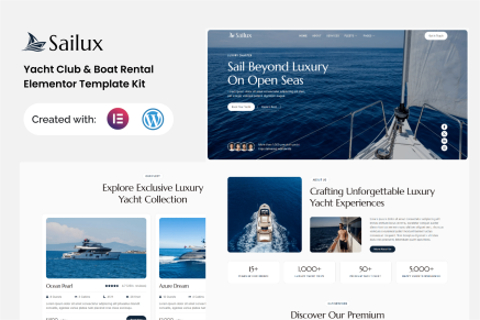Sailux – Yacht Club & Boat Rental Elementor Template Kit