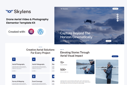 Skylens – Drone Aerial Video & Photography Elementor Template Kit
