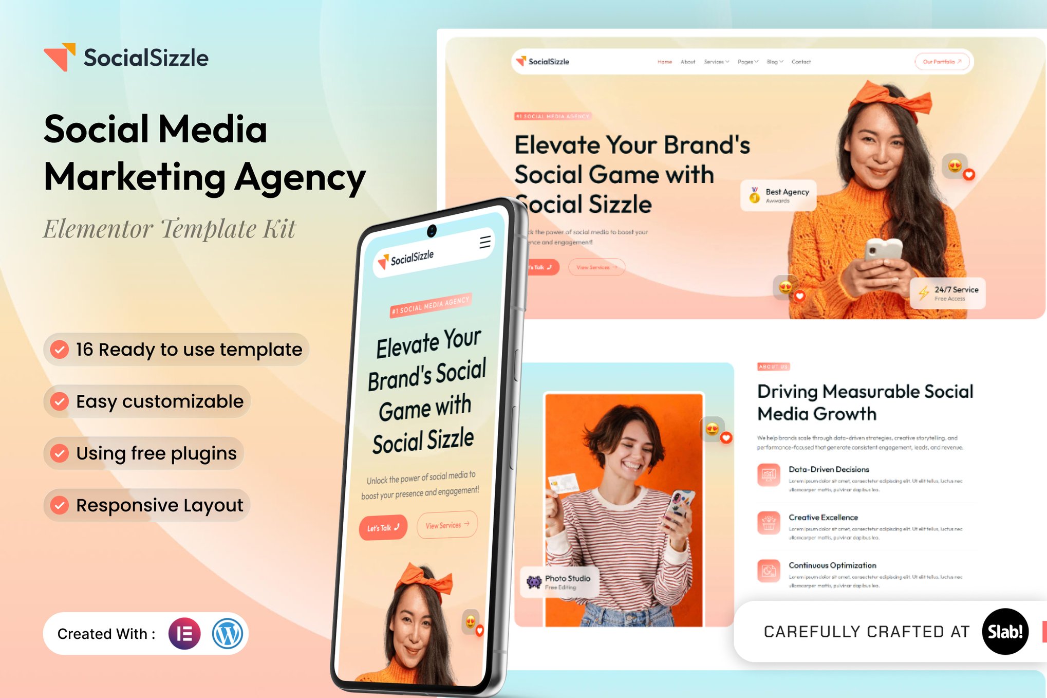Socialsizzle - Social Media Marketing Agency Elementor Template Kit