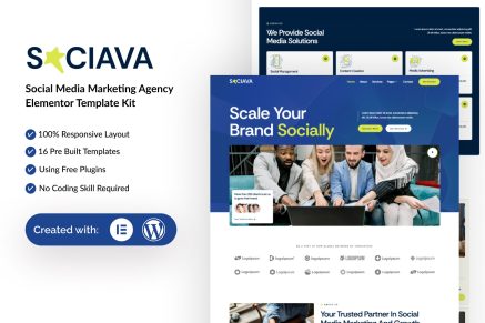 Sociava – Social Media Marketing Agency Elementor Template Kit