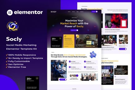 Socly – Social Media Marketing Agency Elementor Template Kit