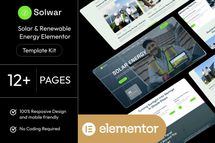 Solwar – Solar & Renewable Energy Elementor Template Kit