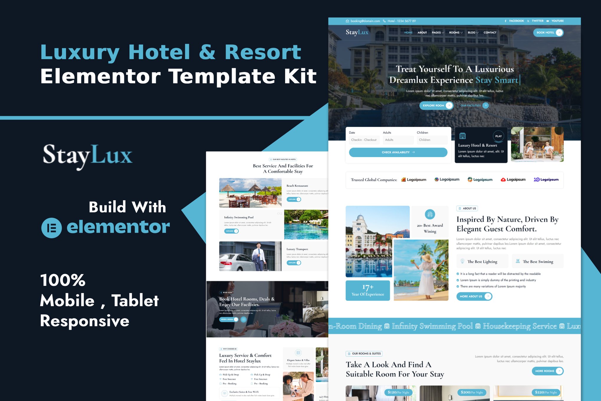 StayLux – Luxury Hotel & Resort Elementor Template Kit