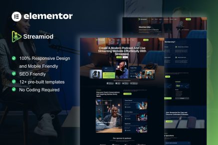 Streamiod – Podcaster & Music Streaming Elementor Template Kit