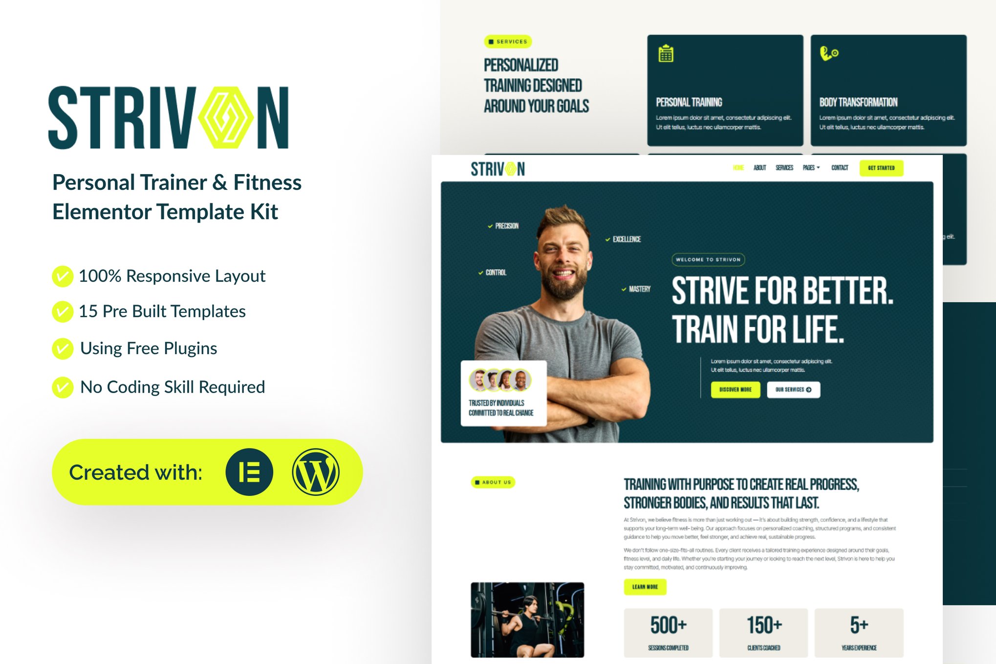 Strivon – Personal Trainer & Fitness Elementor Template Kit