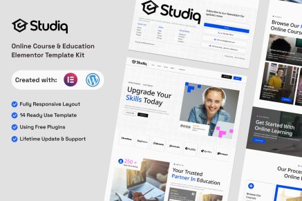 Studiq – Online Course & Education Elementor Template Kit