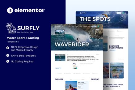 Surfly - Water Sport & Surfing Elementor Template Kit