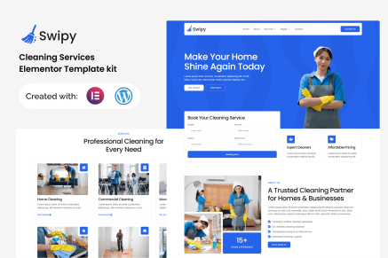 Swipy – Cleaning Services Elementor Template kit