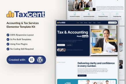 Taxcent – Accounting & Tax Services Elementor Template Kit