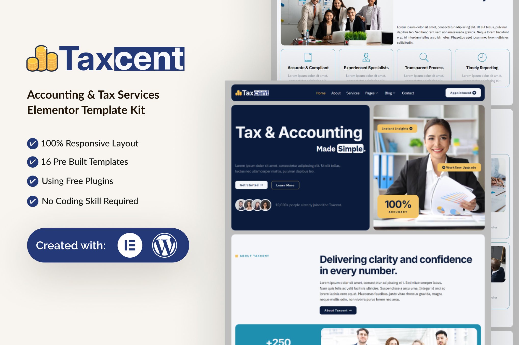 Taxcent – Accounting & Tax Services Elementor Template Kit