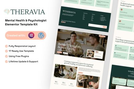Theravia – Mental Health & Psychologist Elementor Template Kit