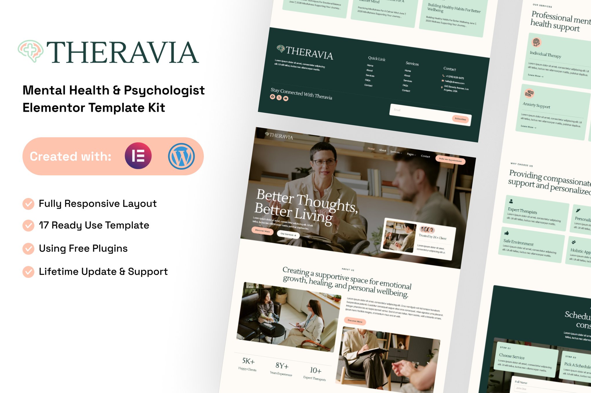 Theravia – Mental Health & Psychologist Elementor Template Kit