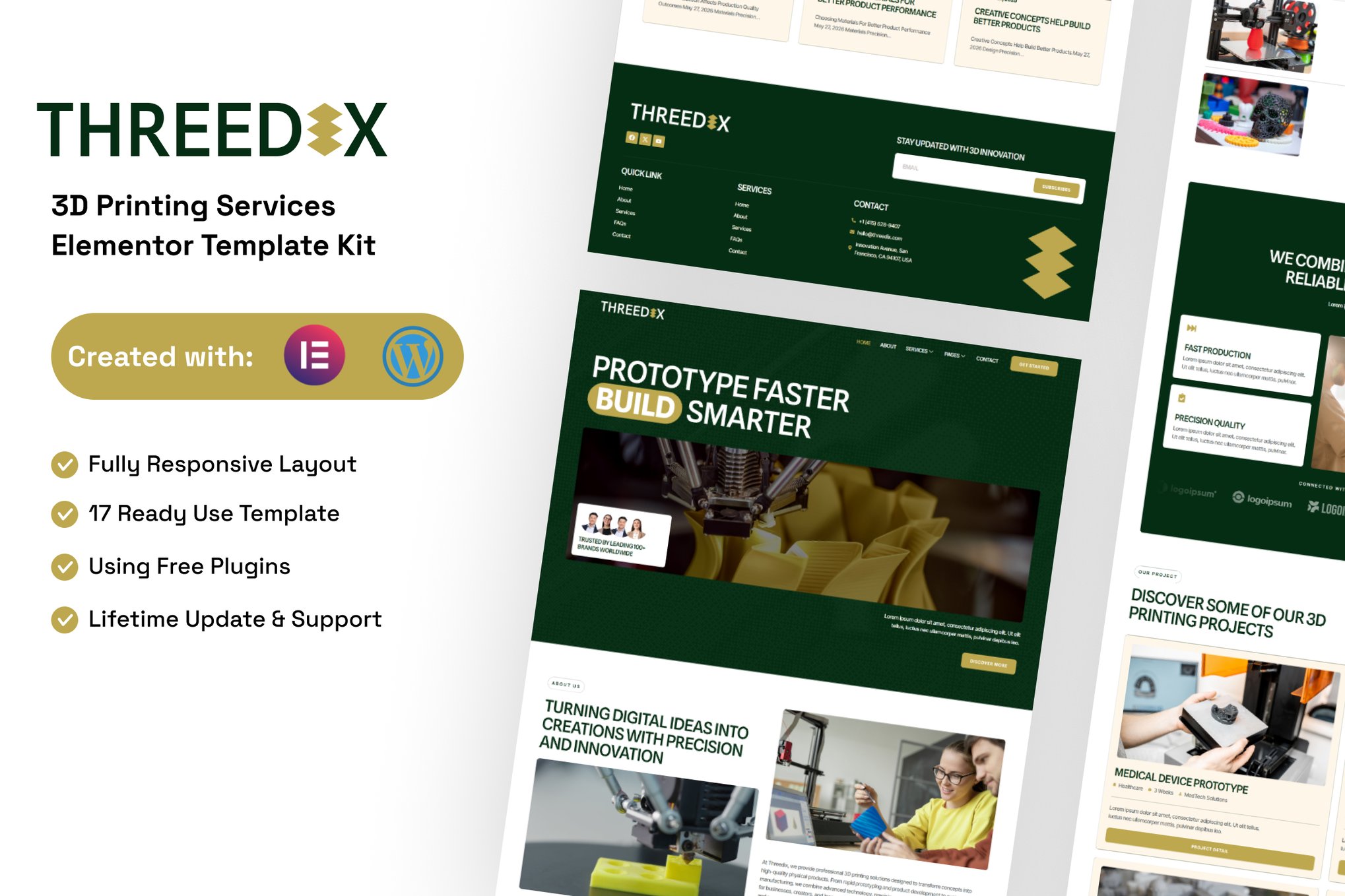 Threedix – 3D Printing Services Elementor Template Kit