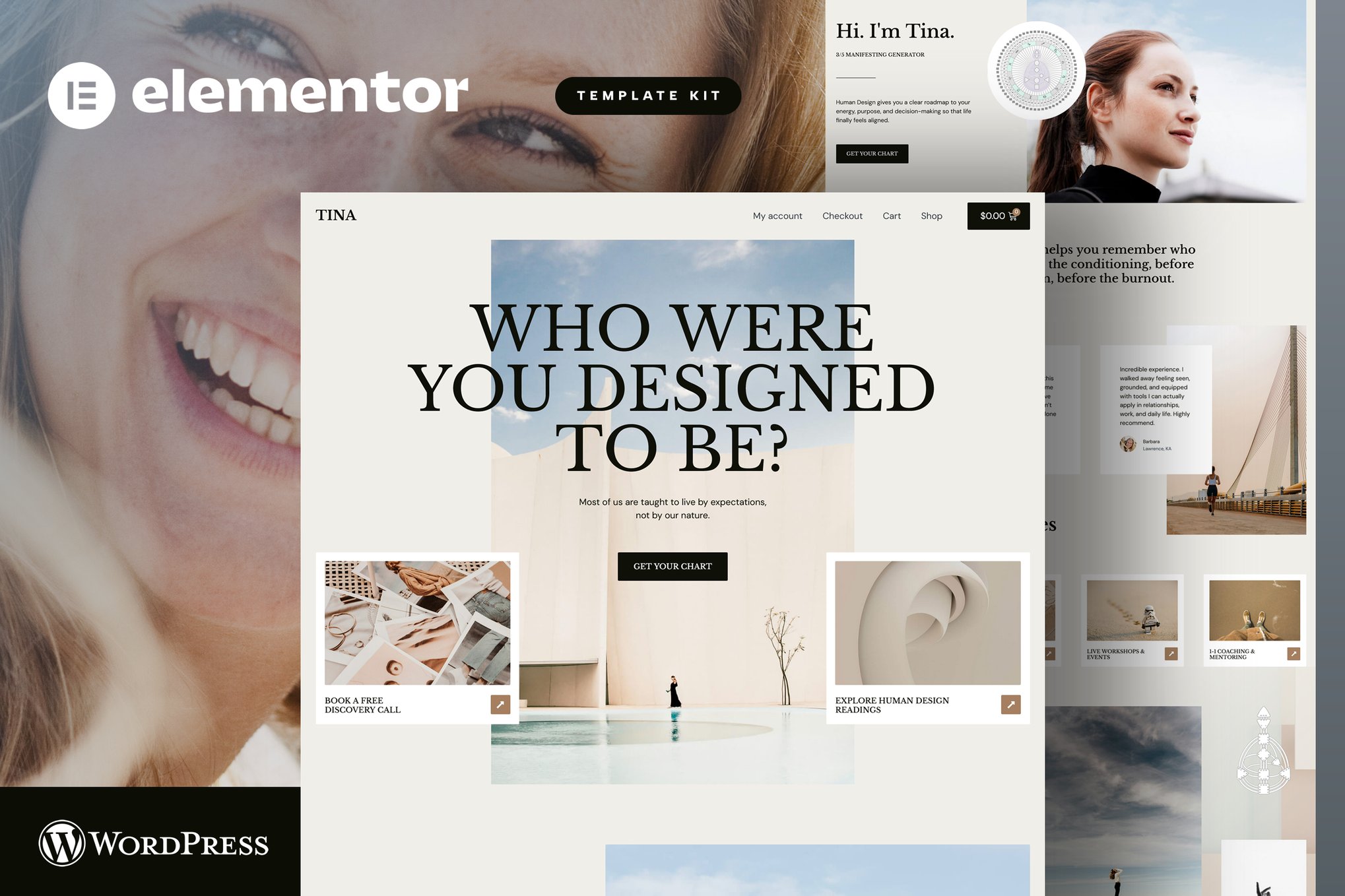 Tina - Human Design Coach Elementor Pro Template Kit